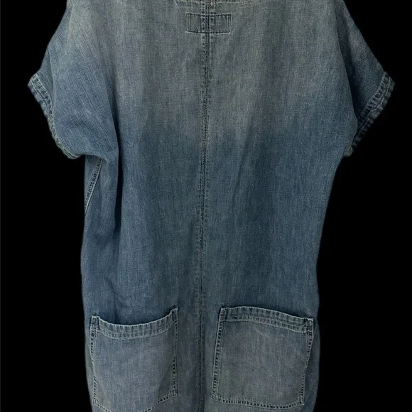 Lucky Brand Lace Up Denim Dress Tunic Dress with Pockets Sz XL - Picture 4 of 6